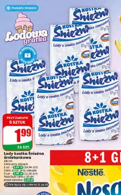 Lody kostka Śnieżna śmietankowa Koral promocja w Dino