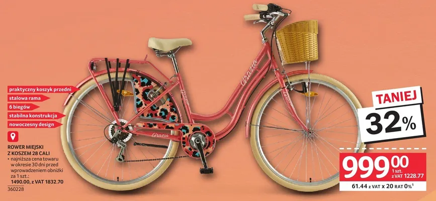 Rower miejski z koszem 28 cali promocja w Selgros