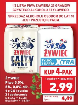 Piwo Żywiec Salty 5,5% 0,0% alk. 4-pak promocja w Kaufland