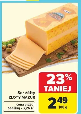 Ser żółty Złoty Mazur promocja w Carrefour Market