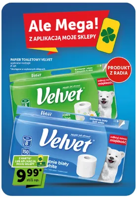 Papier toaletowy Velvet delikatnie biały 8-pak promocja w Euro Sklep