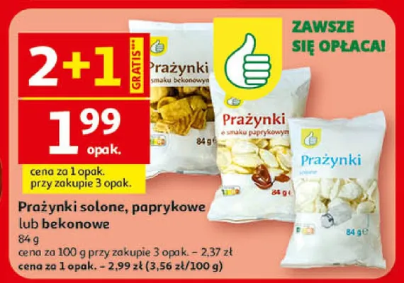 Prażynki solone, paprykowe lub bekonowe promocja w Auchan