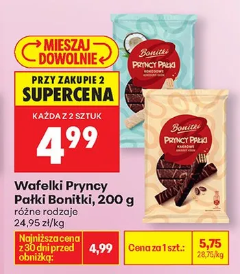 Wafelki Pryncy Pałki różne rodzaje promocja w Biedronka