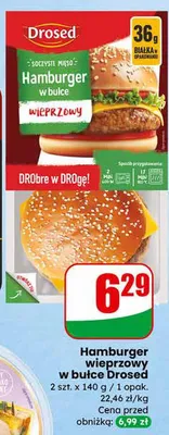 Hamburger wieprzowy w bułce promocja w Dino