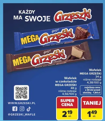 Wafelek w czekoladzie Mega Grześki promocja w Carrefour
