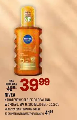 Karotenowy olejek do opalania w sprayu SPF 6 Nivea promocja w Drogerie Natura