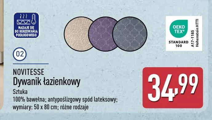 Dywanik łazienkowy NOVITESSE promocja w Aldi