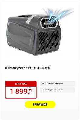 Klimatyzator YOLCO TC390 promocja w Media Expert