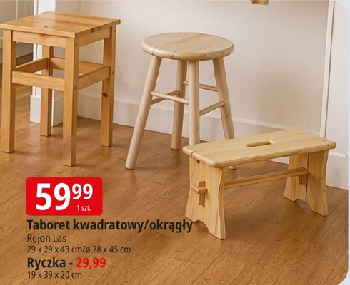 Taboret okrągły Rejon Las ø28x45cm promocja w Leclerc
