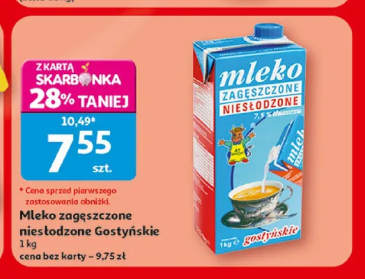 Mleko zagęszczone niesłodzone Gostyńskie promocja w Auchan