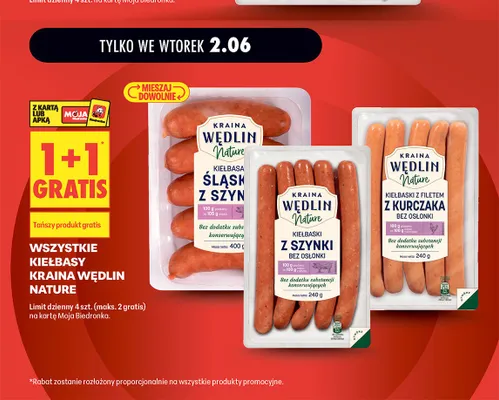 Kiełbasy Kraina Wędlin Nature promocja w Biedronka