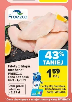 Filety z tilapii mrożone Freezco promocja w Carrefour