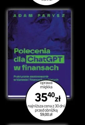 Książka Polecenia dla ChatGPT w finansach Adam Parysz oprawa miękka promocja w Empik