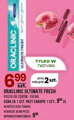 Pasta do zębów Oraclinc Ultimate Fresh promocja w Drogerie Natura