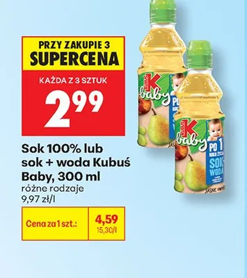 Sok 100% Kubuś Baby promocja w Biedronka