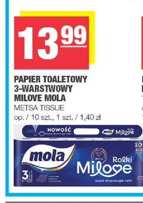 Papier toaletowy 3-warstwowy Mola Milove 10-pak promocja w SPAR