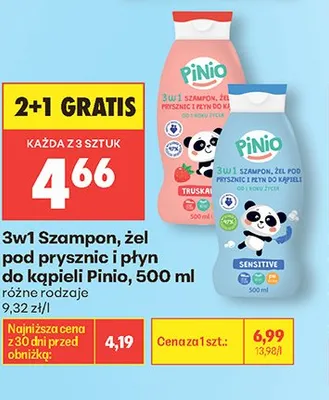 3w1 Szampon, żel pod prysznic i płyn do kąpieli Pinio Truskawka promocja w Biedronka