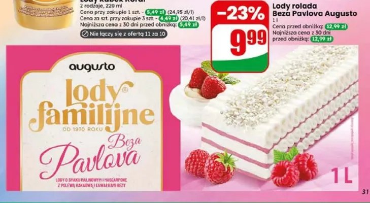 Lody rolada Beza Pavlova Augusto promocja w Dino