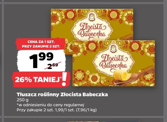 Tłuszcz roślinny Złocista Babeczka promocja w Netto