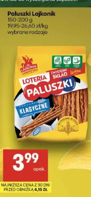 Paluszki klasyczne Lajkonik promocja w Delikatesy Centrum