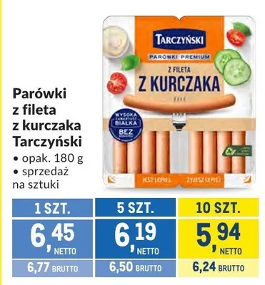 Parówki z fileta z kurczaka Tarczyński promocja w Makro