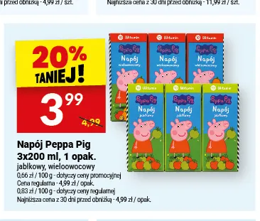 Napój Peppa Pig jabłkowy 3-pak 200 ml promocja w Twój Market