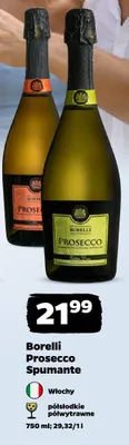 Wino musujące Borelli Prosecco Spumante półsłodkie półwytrawne włoskie promocja w Netto