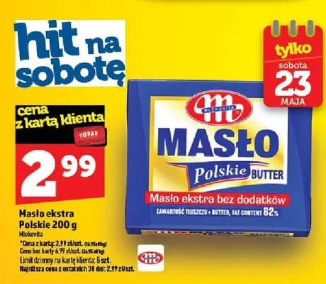 Masło ekstra Polskie Mlekovita promocja w TOPAZ