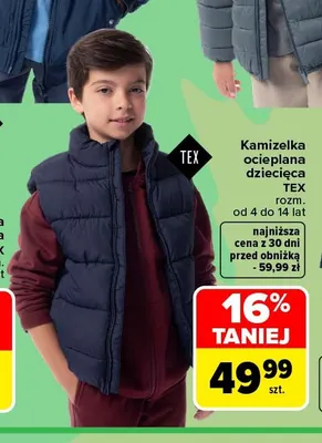 Kamizelka ocieplana dziecięca TEX promocja w Carrefour