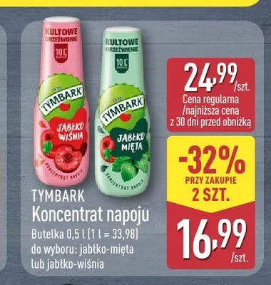 Koncentrat napoju Tymbark jabłko-mięta promocja w Aldi