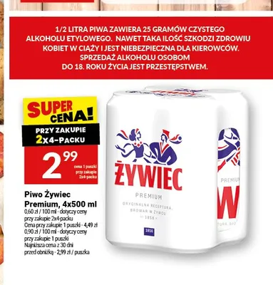 Piwo Żywiec Premium 4-pak 500 ml promocja w Twój Market