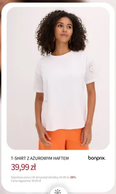 T-shirt z ażurowym haftem Bonprix promocja w bonprix