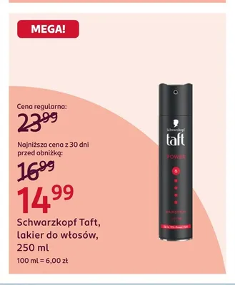 Lakier do włosów Schwarzkopf Taft Power promocja w Rossmann