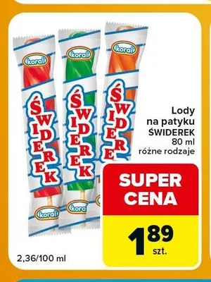 Lody na patyku Świderek Koral promocja w Carrefour Express
