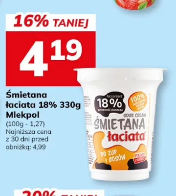 Śmietana łaciata 18% Mlekpol promocja w Hitpol