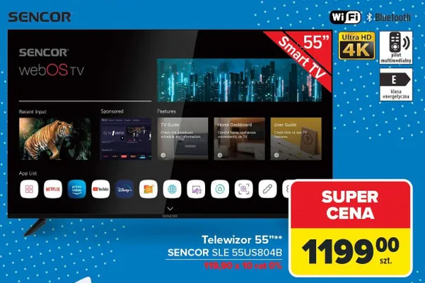 Telewizor 55" SENCOR SLE 55US804B promocja w Carrefour