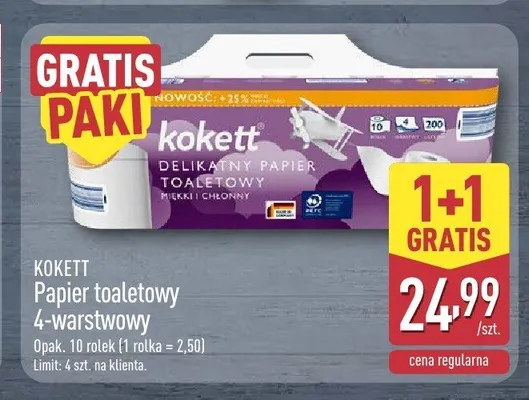 Papier toaletowy 4-warstwowy Kokett 10-pak promocja w Aldi