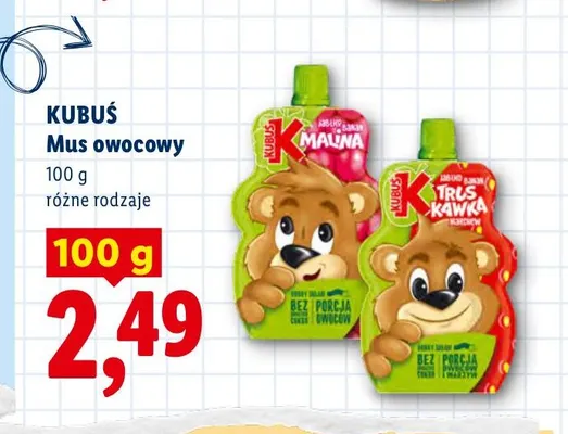 Mus owocowy Kubuś jabłko malina promocja w Lidl