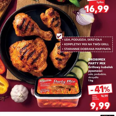 Grillowy kubełek pyszności uda, podudzia, skrzydła Drobimex Party Mix promocja w Kaufland