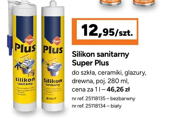 Silikon sanitarny Super Plus bezbarwny promocja w Bricoman