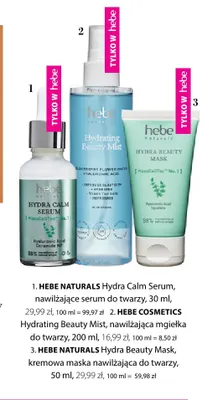 Nawilżające serum do twarzy Hydra Calm Hebe Naturals promocja w Hebe