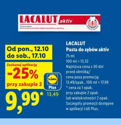 Pasta do zębów aktiv Lacalut promocja w Lidl