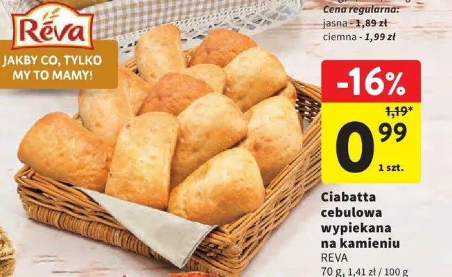 Ciabatta cebulowa wypiekana na kamieniu Reva promocja w Intermarche