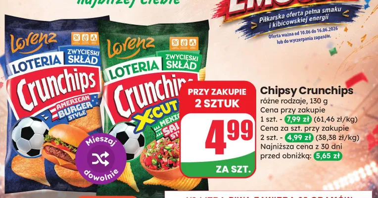 Chipsy Crunchips American Burger Style promocja w Dino