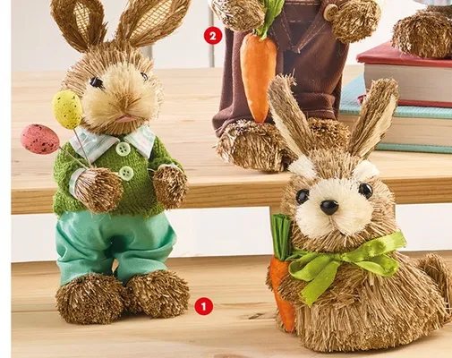 Zając ze słomy 16-20 cm, różne wzory i kolory promocja w Biedronka