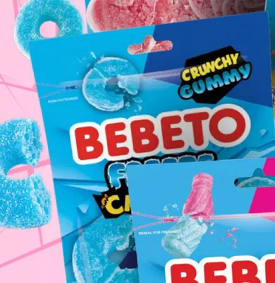 Żelki Bebeto Freeze Crunchy Blue Rings promocja w Dealz
