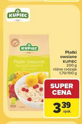 Płatki owsiane Kupiec promocja w Carrefour