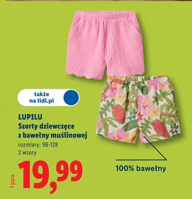 Szorty dziewczęce z bawełny muslinowej promocja w Lidl