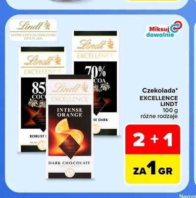 Czekolada Excellence 85% Cocoa Robust Dark Lindt promocja w Carrefour