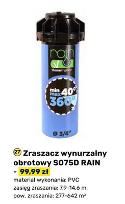 Zraszacz wynurzalny obrotowy S075D RAIN promocja w Bricomarche
